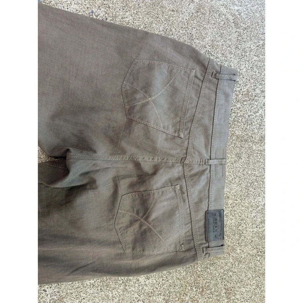 Brax Style Cooper Regular Fit Mens Pants 35 Tan Tri-Tone Flex Micro Check